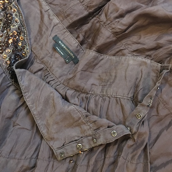 BCBGMaxAzria Skirts Bcbg Brown Embroidered Band Hipster Maxi Skirt